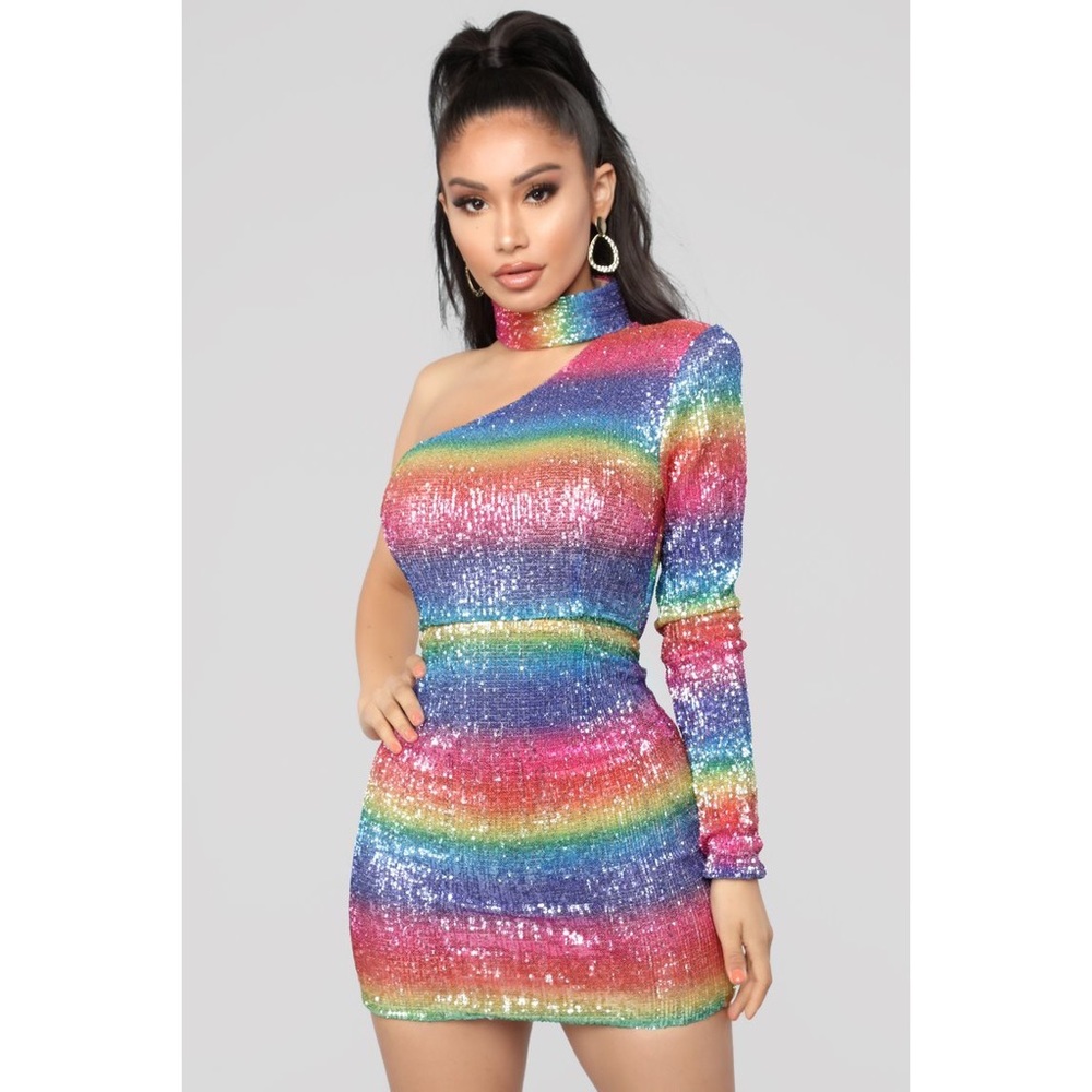 Rainbow Vision Sequin Dress - (FashionNova)